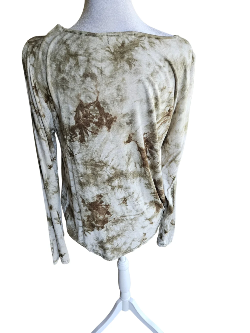 Ginger G Green tye dye long sleeve criss cross top Size Medium - Picture 3 of 5